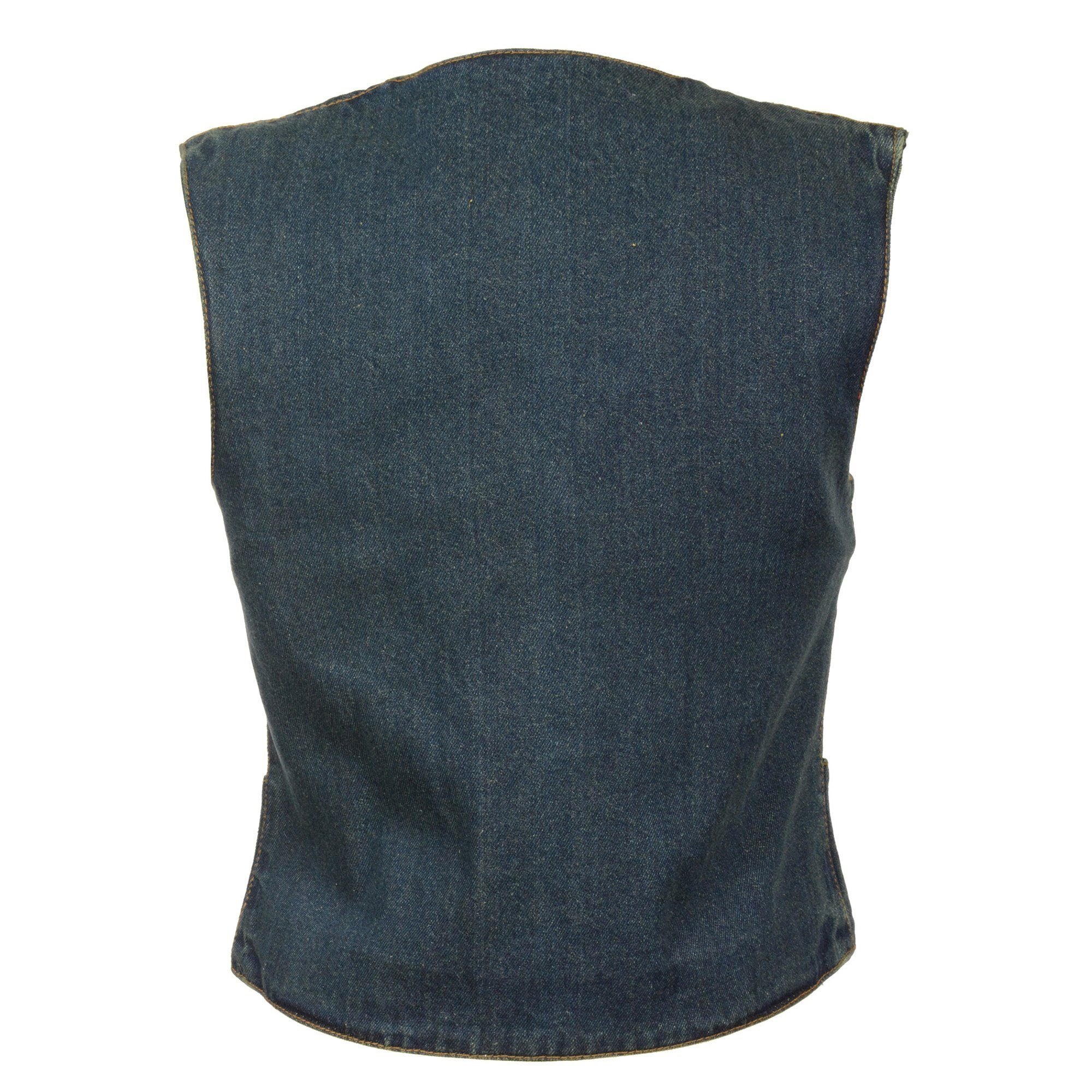 MDL4000 Women's Blue Plain Side 4 Snap Front Denim Vest