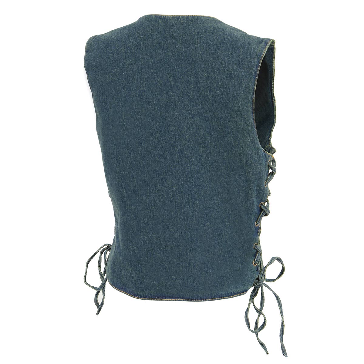 MDL4001 Women's Blue Side Lace 4 Snap Front Denim Vest