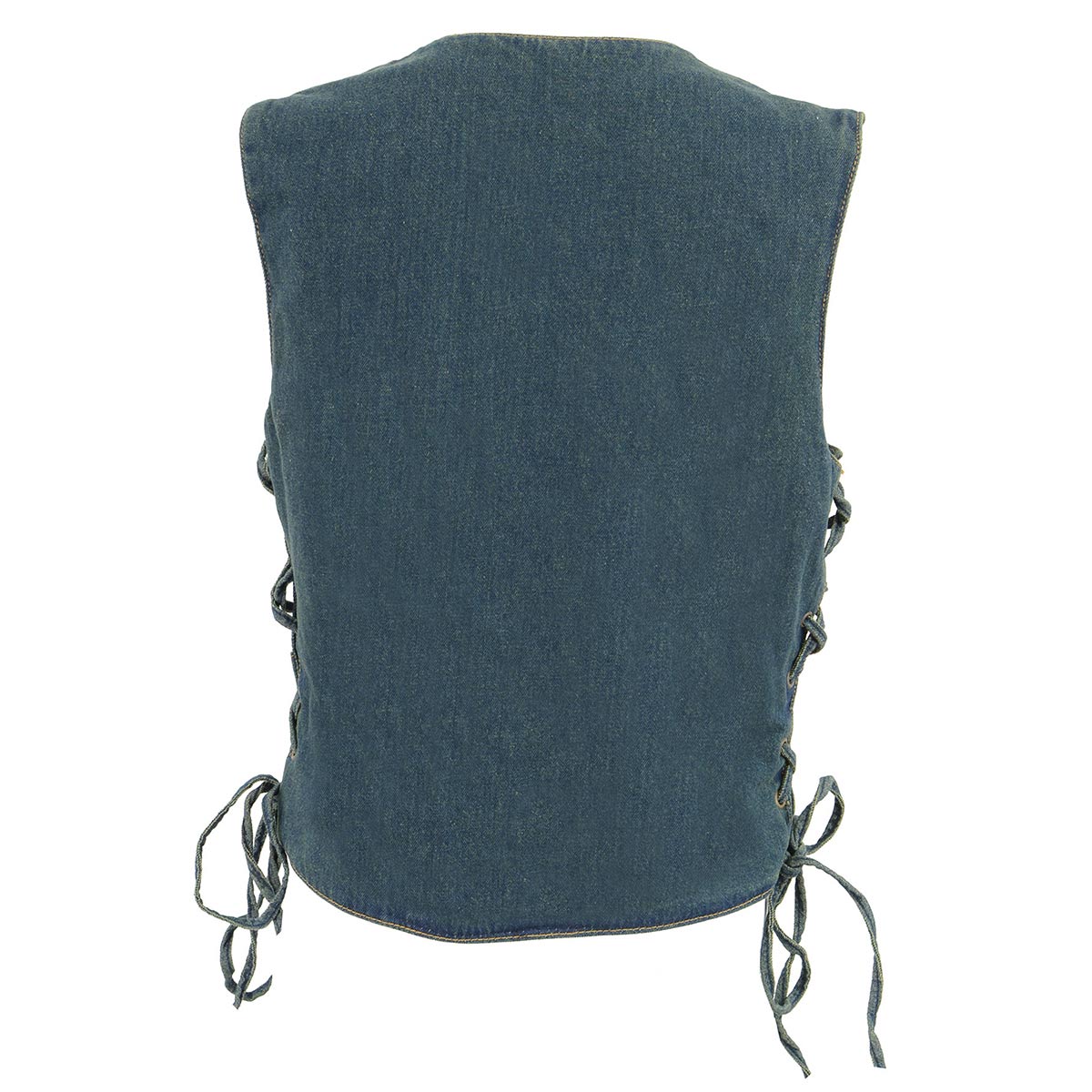 MDL4001 Women's Blue Side Lace 4 Snap Front Denim Vest