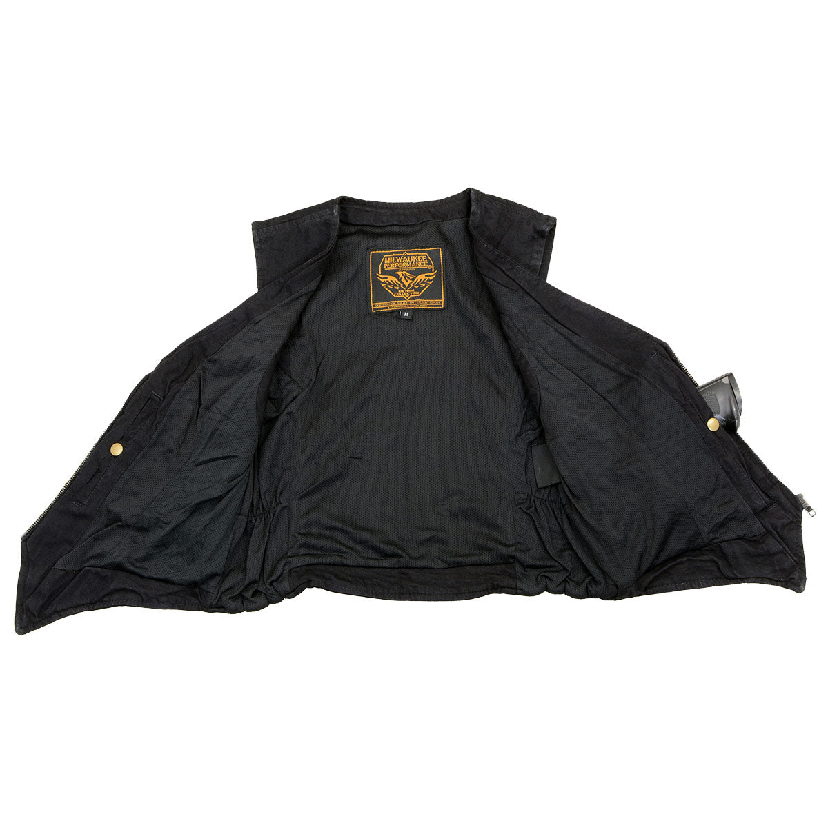 MDL4010 Women's Black Zipper Front Denim Vest with Side Stretch