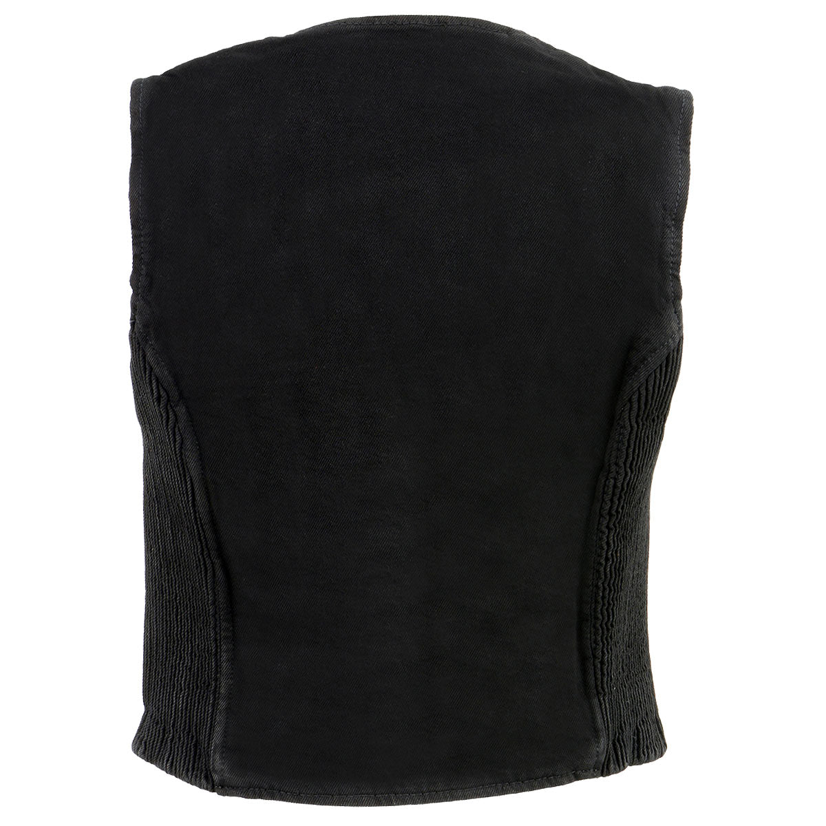 MDL4010 Women's Black Zipper Front Denim Vest with Side Stretch