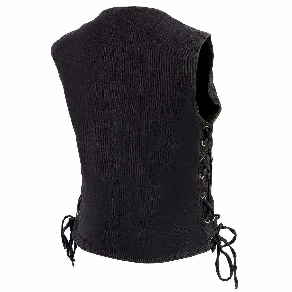 MDL4020 Women's Classic Black ‘6 Pocket’ Side Lace Denim Vest