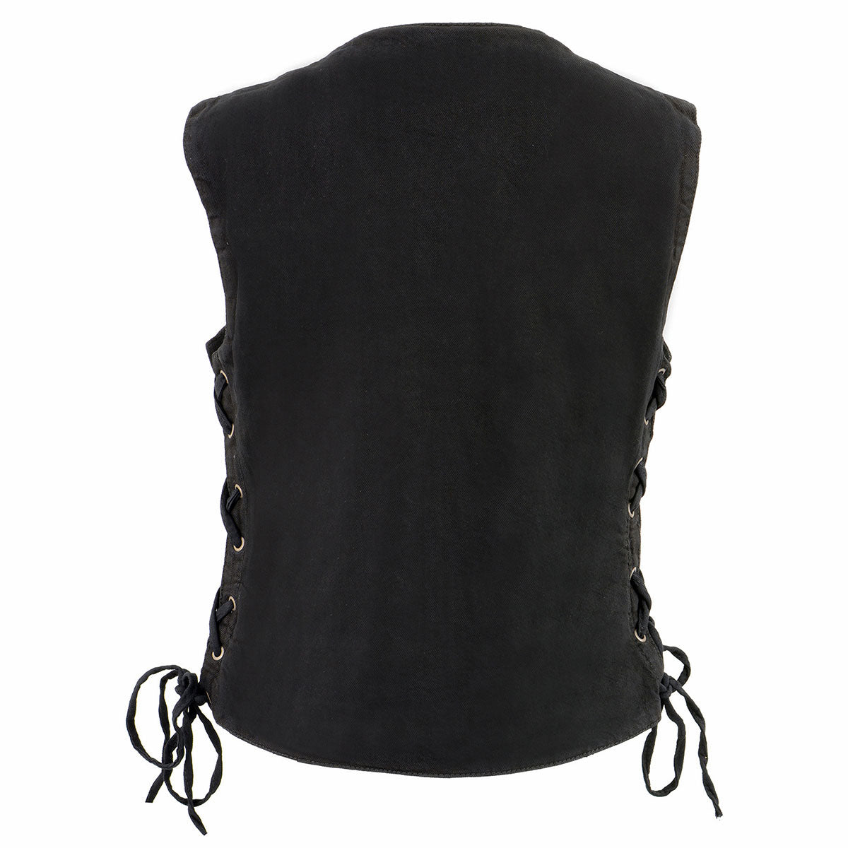 MDL4020 Women's Classic Black ‘6 Pocket’ Side Lace Denim Vest