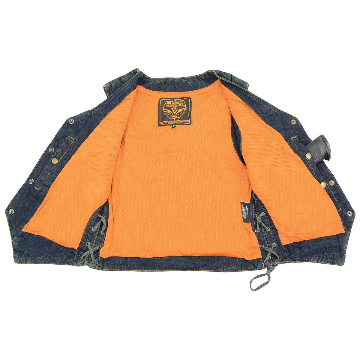 MDL4020 Women's Classic Blue ‘6 Pocket’ Side Lace Denim Vest