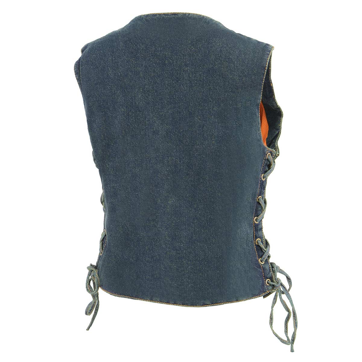 MDL4020 Women's Classic Blue ‘6 Pocket’ Side Lace Denim Vest