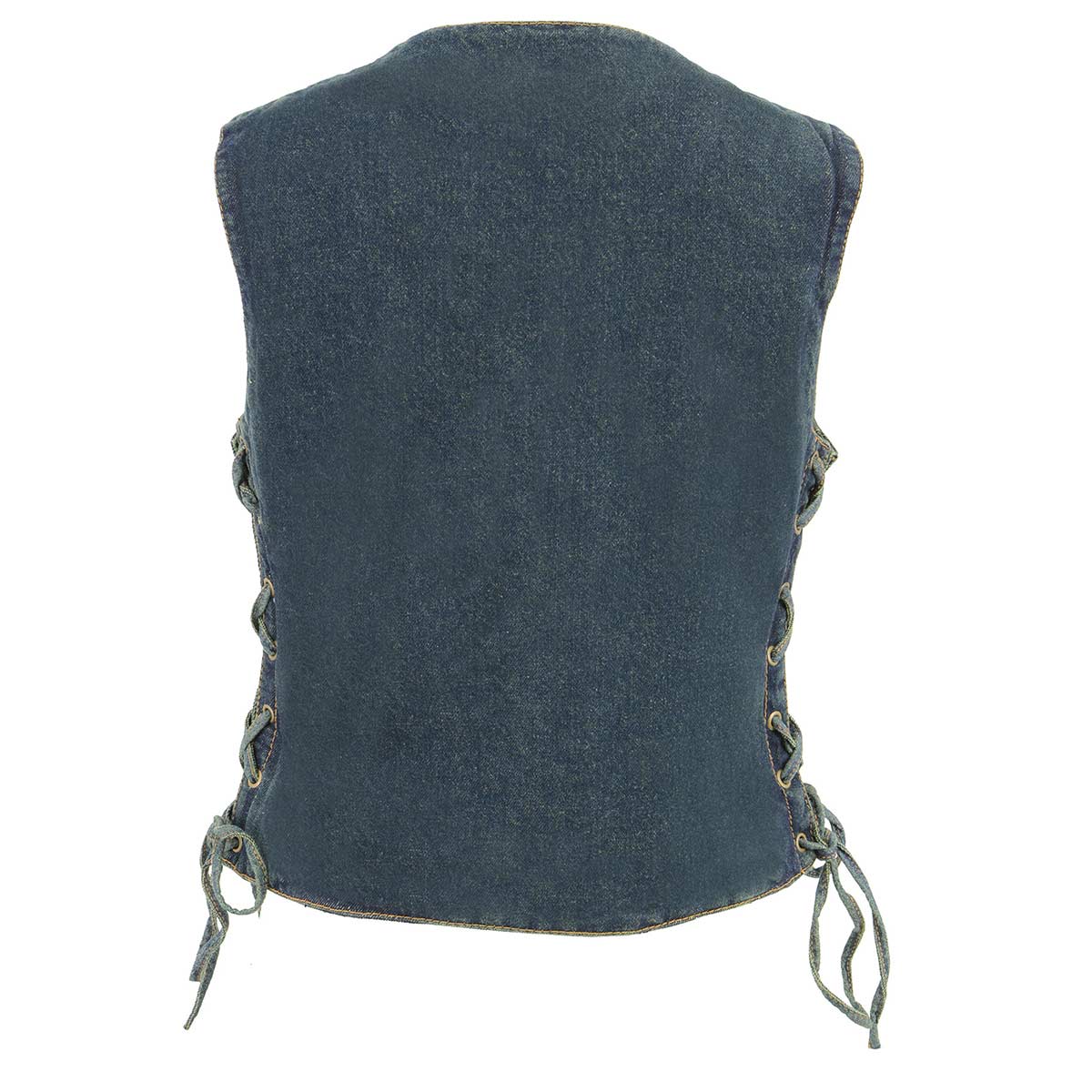 MDL4020 Women's Classic Blue ‘6 Pocket’ Side Lace Denim Vest