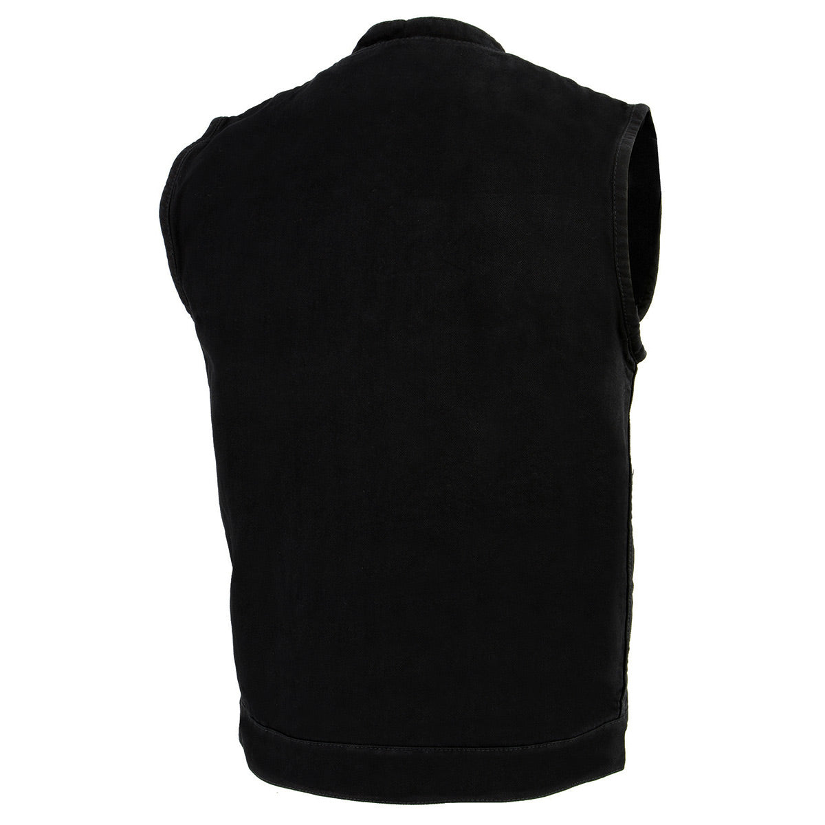 MDM3000 Men's 'Brute' Concealed Snap Black Denim Club Style Vest w/ Hidden Zipper
