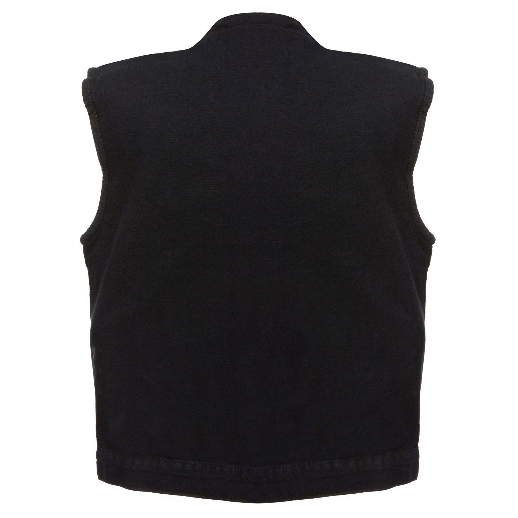 MDM3000 Men's 'Brute' Concealed Snap Black Denim Club Style Vest w/ Hidden Zipper