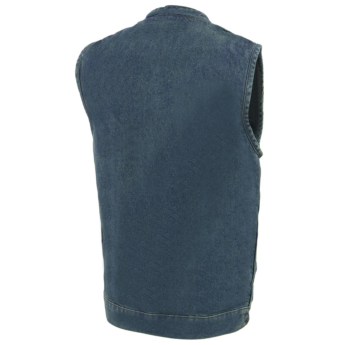 MDM3000 Men's 'Brute' Concealed Snap Black Denim Club Style Vest w/ Hidden Zipper
