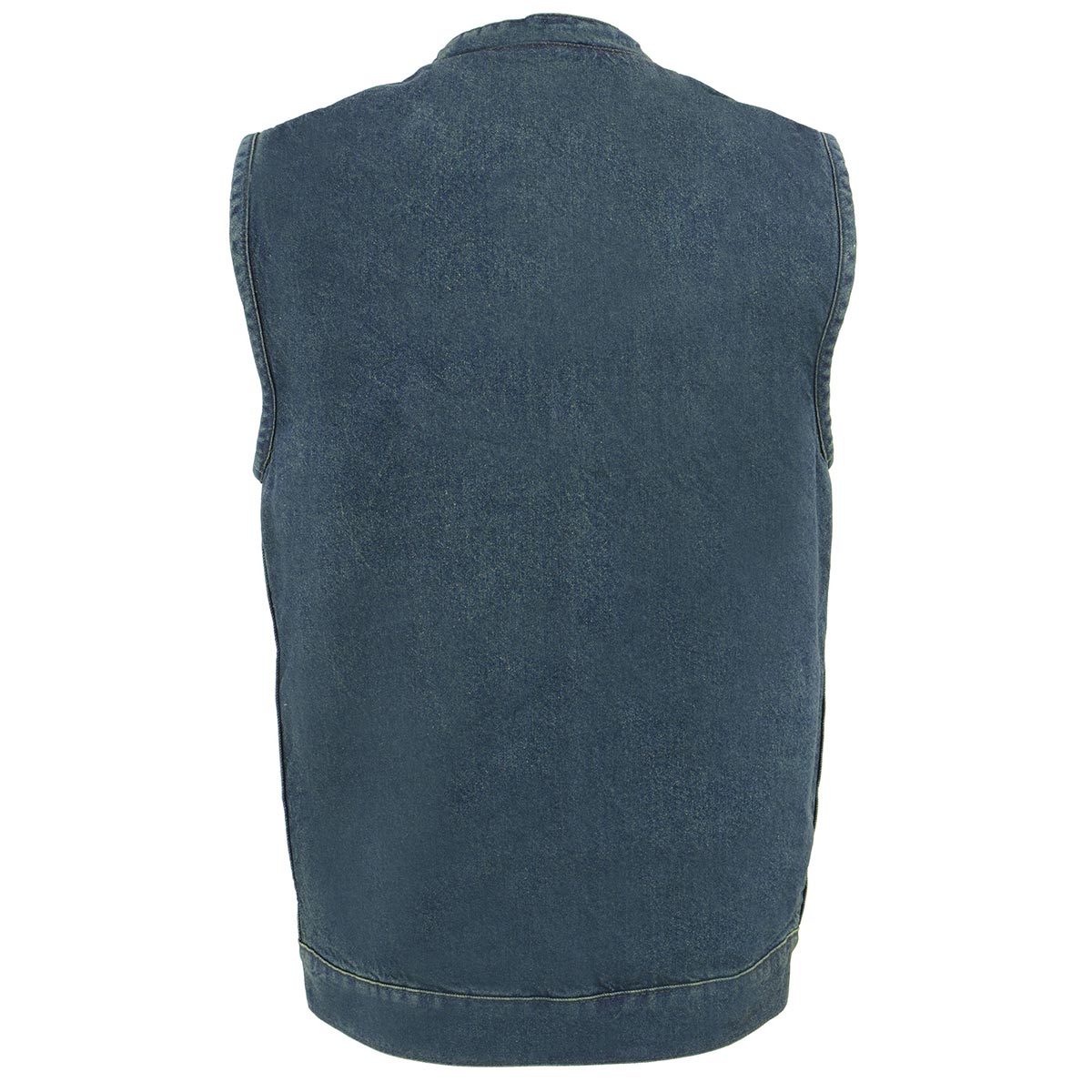 MDM3000 Men's 'Brute' Concealed Snap Black Denim Club Style Vest w/ Hidden Zipper