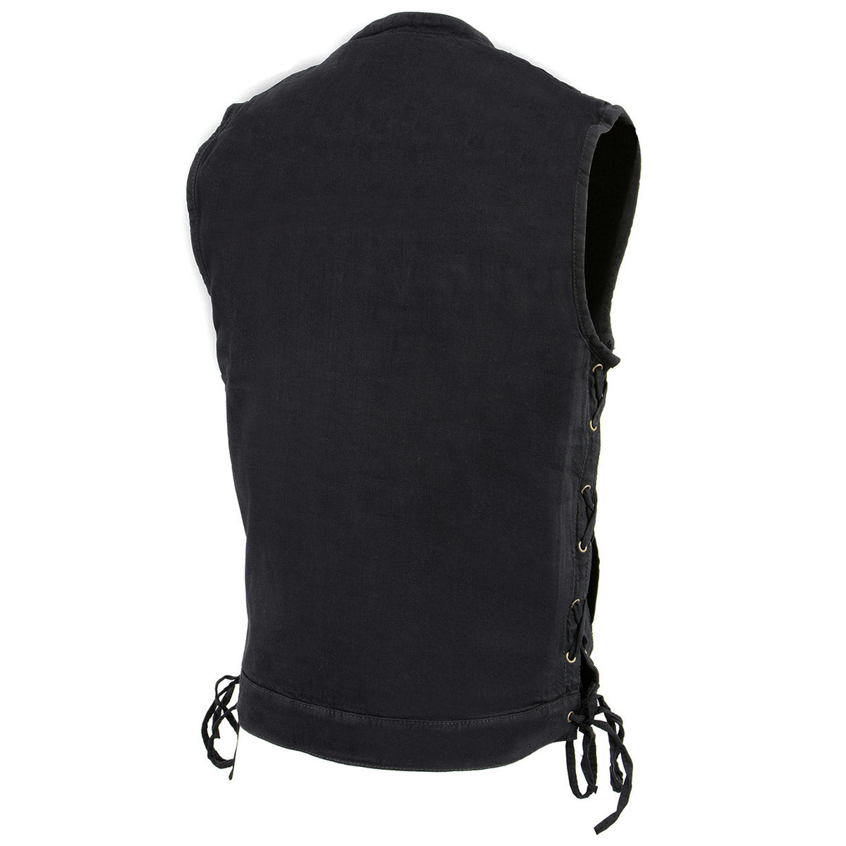 MDM3002 Men's ‘Covert’ Black Denim Club Style Vest with Side Lace Adjustment