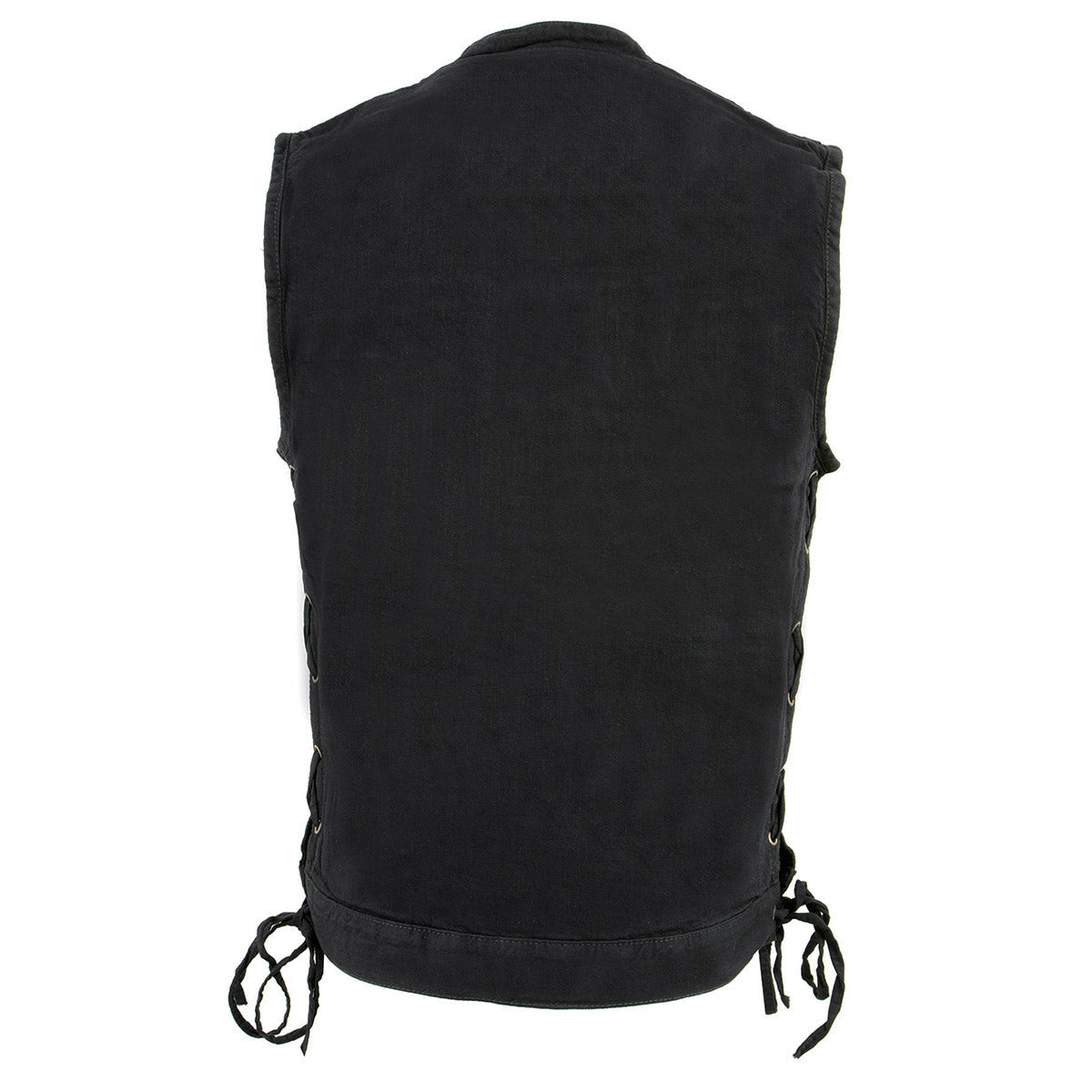 MDM3002 Men's ‘Covert’ Black Denim Club Style Vest with Side Lace Adjustment