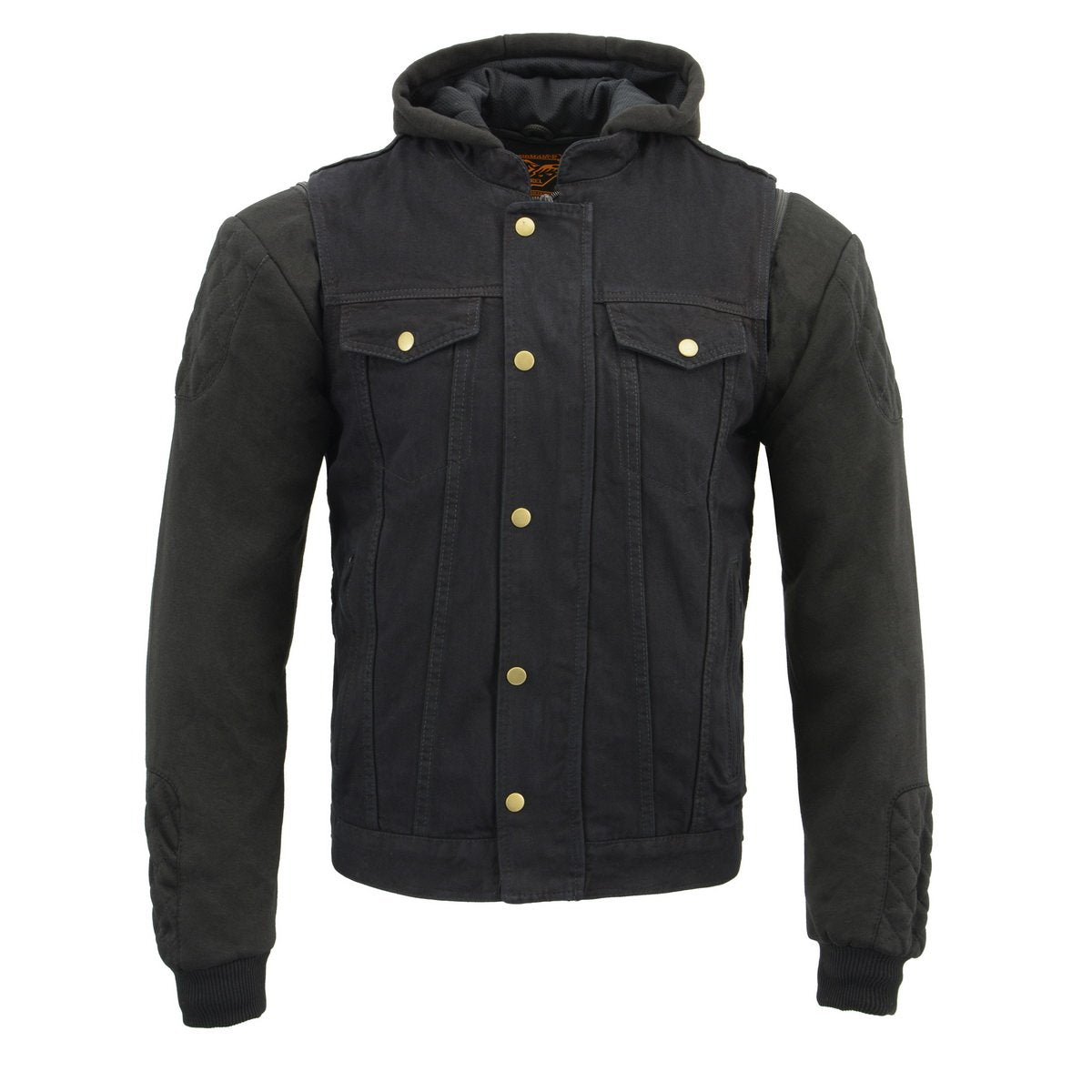 MDM3020 Men's Black Denim '5-in-1' Club Style Vest with Removable Hoodie