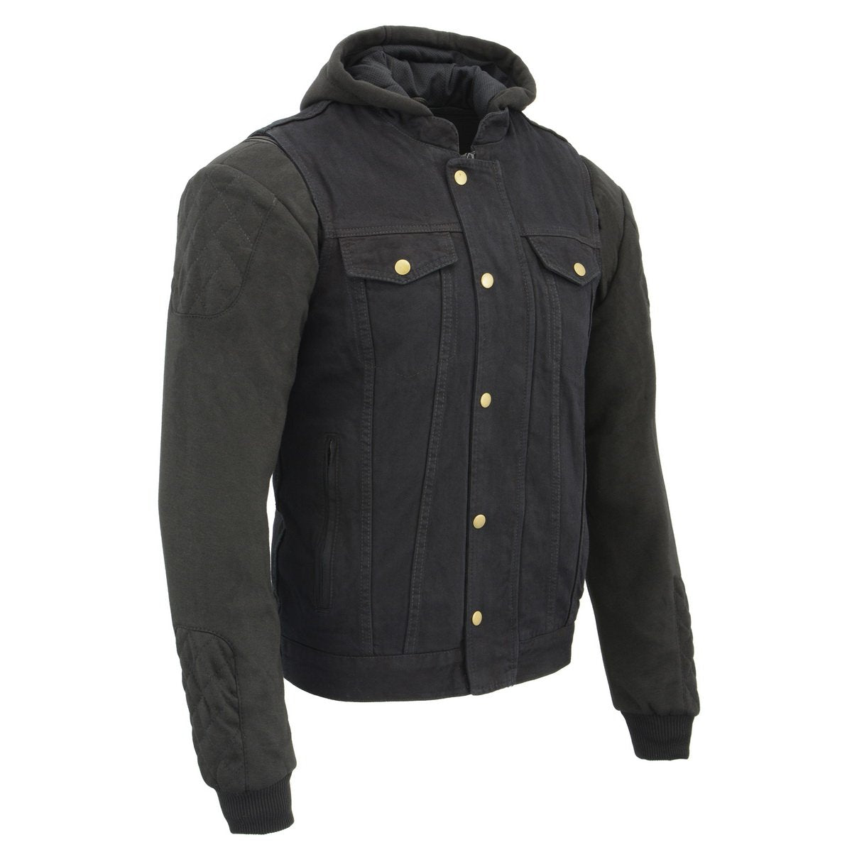 MDM3020 Men's Black Denim '5-in-1' Club Style Vest with Removable Hoodie