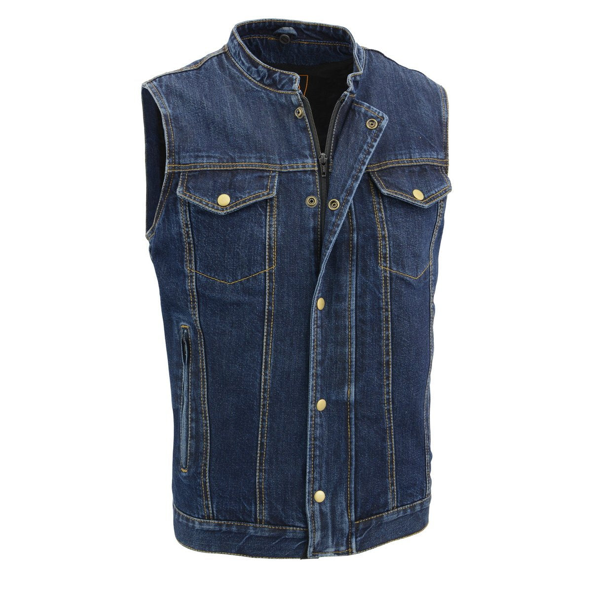 MDM3020 Men's Blue Denim '5-in-1' Club Style Vest with Removable Hoodie