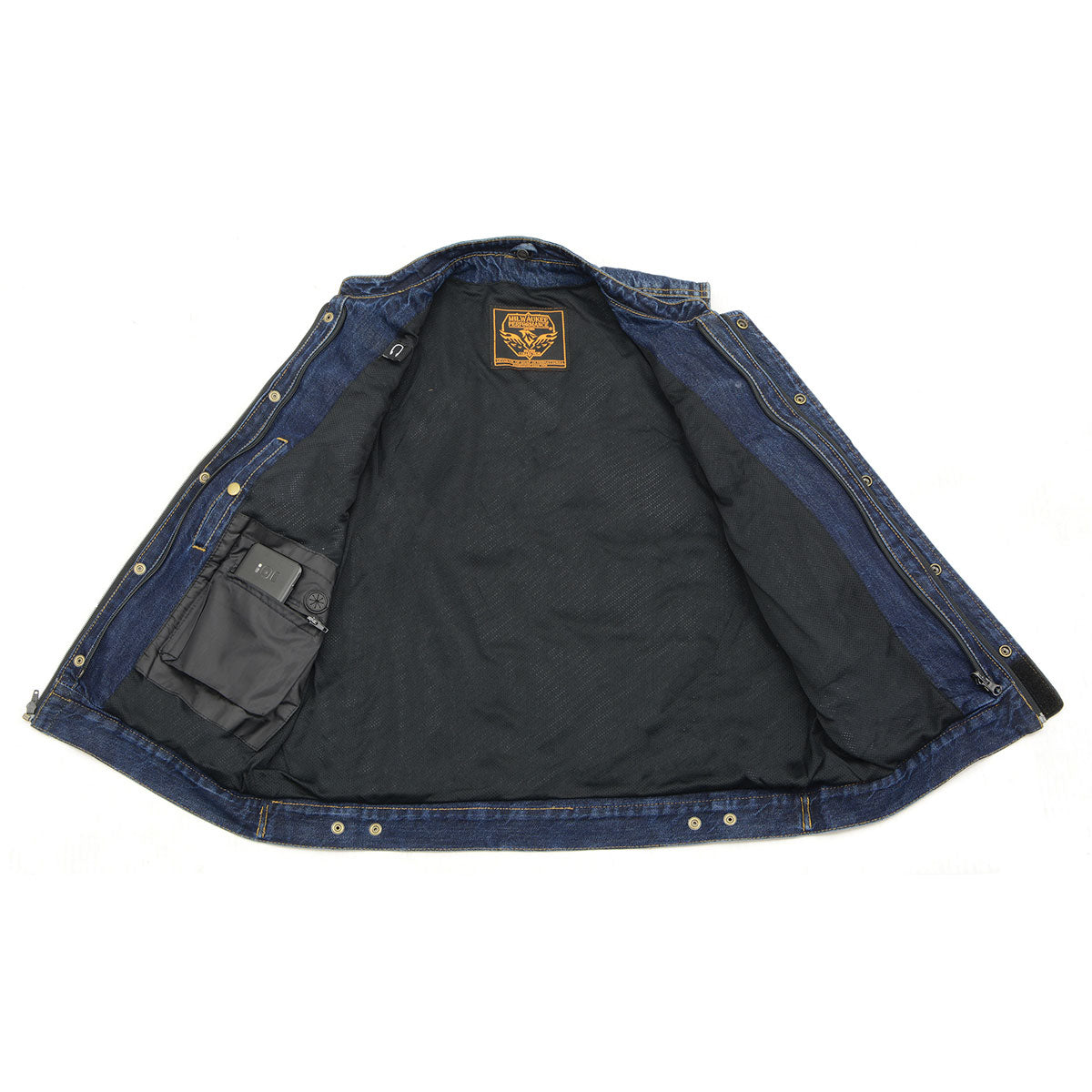 MDM3020 Men's Blue Denim '5-in-1' Club Style Vest with Removable Hoodie