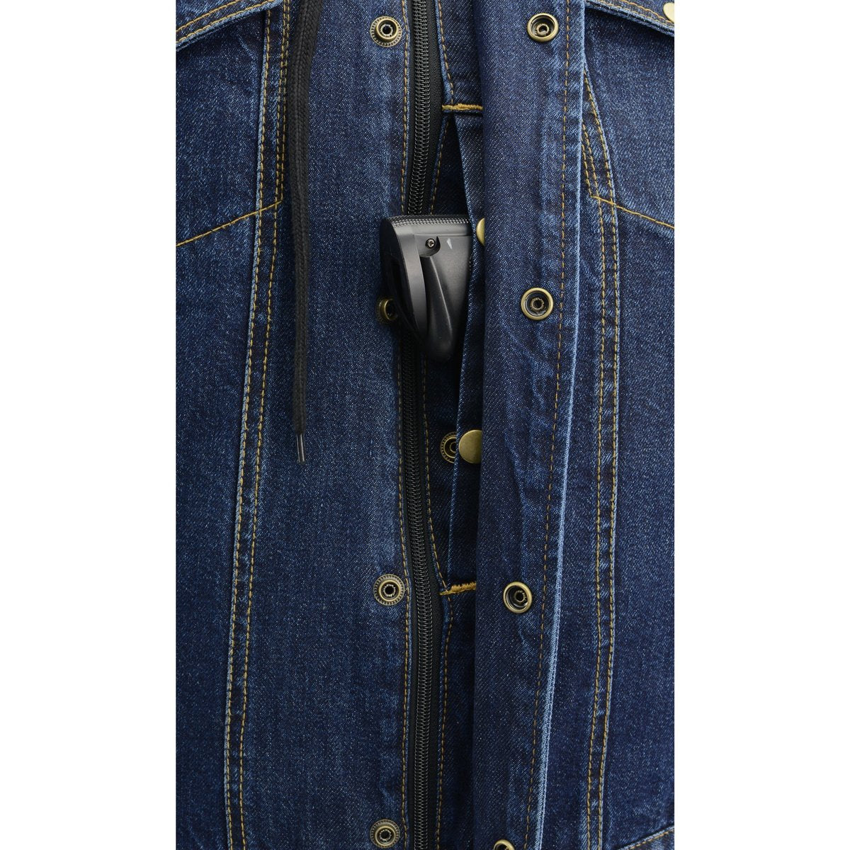 MDM3020 Men's Blue Denim '5-in-1' Club Style Vest with Removable Hoodie