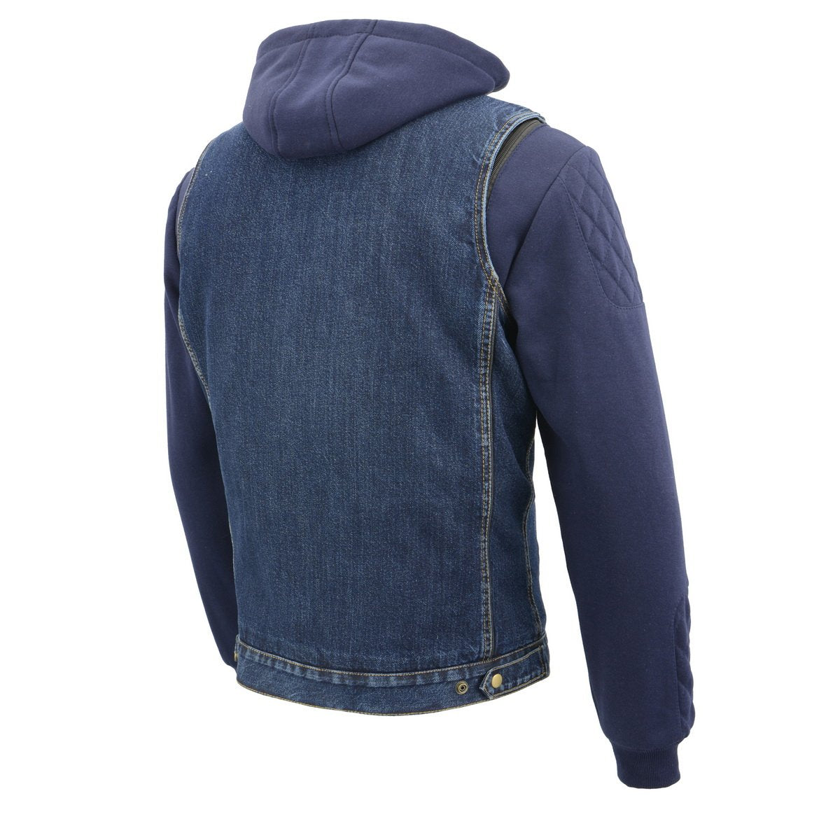 MDM3020 Men's Blue Denim '5-in-1' Club Style Vest with Removable Hoodie