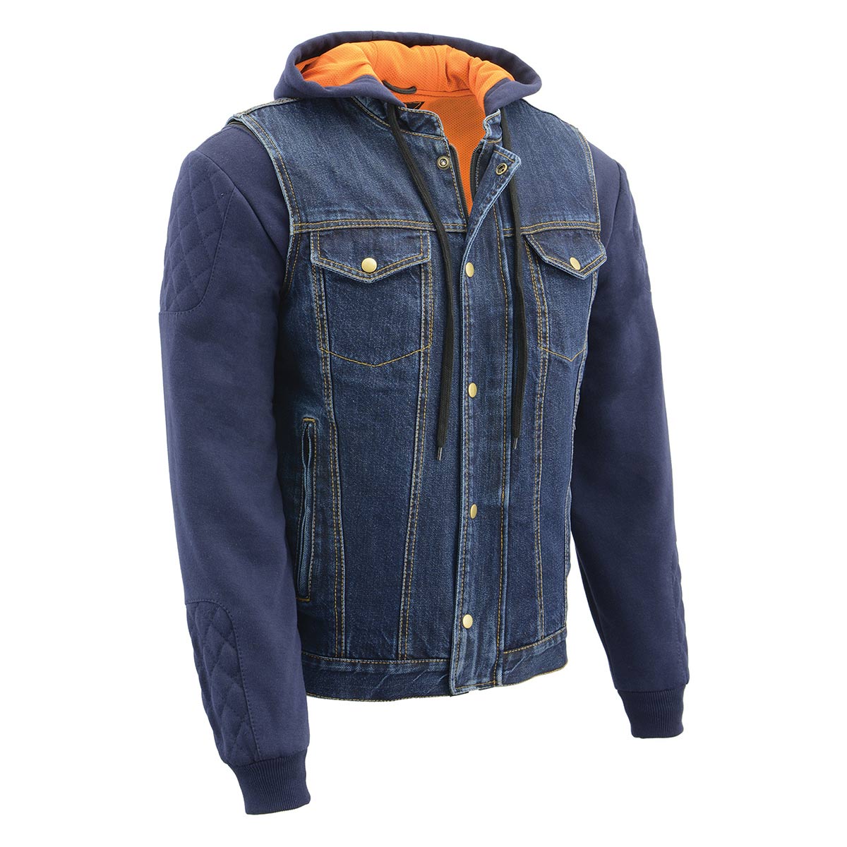 MDM3020 Men's Blue Denim '5-in-1' Club Style Vest with Removable Hoodie