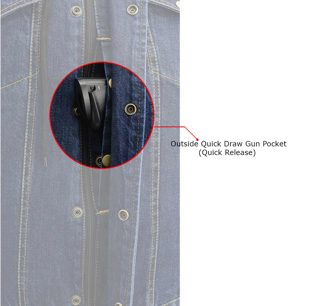 MDM3020 Men's Blue Denim '5-in-1' Club Style Vest with Removable Hoodie