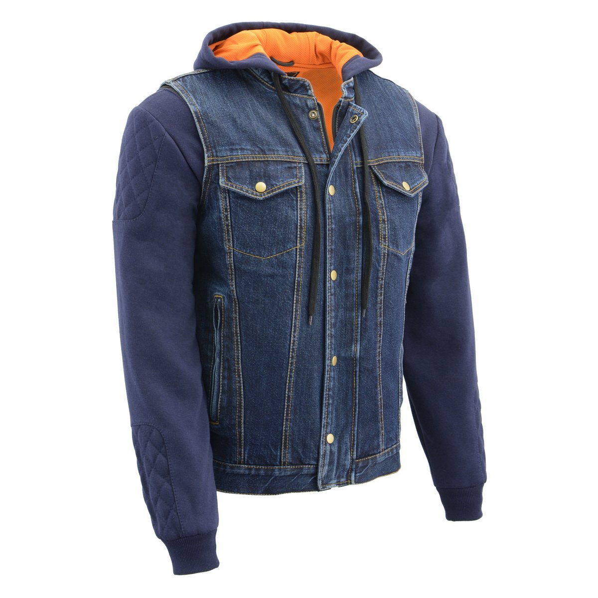 MDM3020 Men's Blue Denim '5-in-1' Club Style Vest with Removable Hoodie