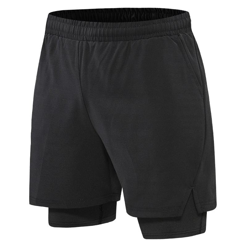 Men 2 In 1 Sport Shorts Quick Dry Jogger Marathon Shorts With Liner Breathable Running Fitness Double Deck Shorts Casual Shorts Gym Sports Fitness Jogging Workout Training Clothes