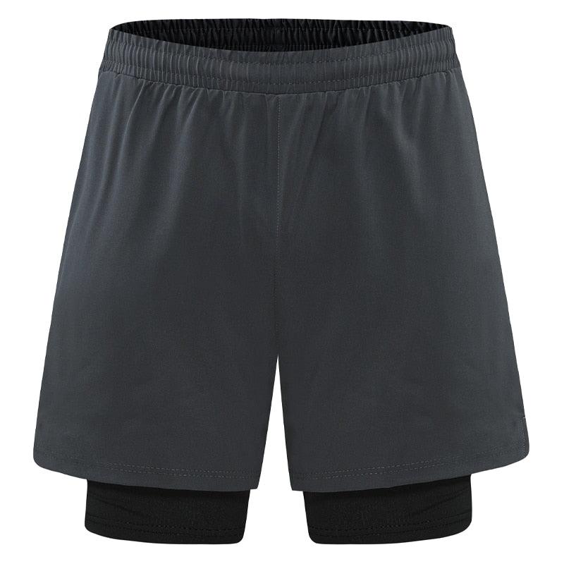 Men 2 In 1 Sport Shorts Quick Dry Jogger Marathon Shorts With Liner Breathable Running Fitness Double Deck Shorts Casual Shorts Gym Sports Fitness Jogging Workout Training Clothes