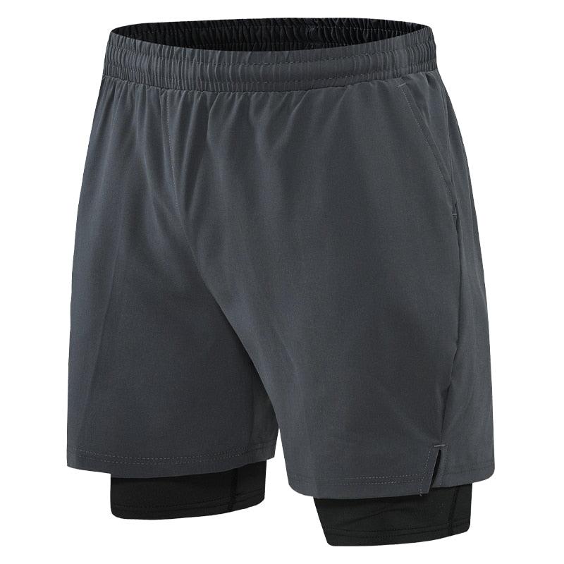 Men 2 In 1 Sport Shorts Quick Dry Jogger Marathon Shorts With Liner Breathable Running Fitness Double Deck Shorts Casual Shorts Gym Sports Fitness Jogging Workout Training Clothes