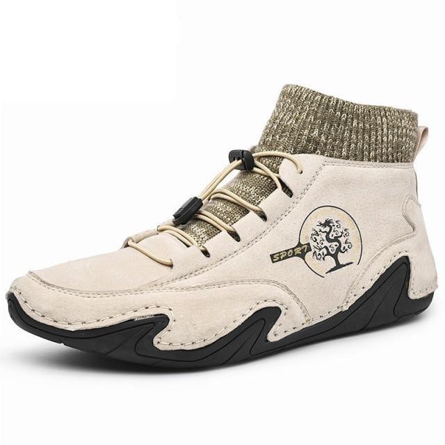 Men Beige Casual Shoes Outdoor Comfy Walking Sneakers Fashion All-Match Sneakers Breathable Cloth Casual Sports Flats Men Lightweight Outdoor Running Sneakers
