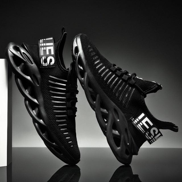 Men's Luxury Sneakers Autumn Mens Casual Shoes Lace-Up Breathable Light Running Tenis Shoes Modern Sneakers Breathable Black Trendy Sneakers