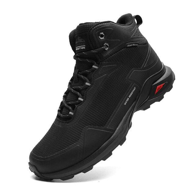 Men's Warm Boots Plush Snow Boots Outdoor Non-Slip Hiking Boots High Top Waterproof Sports Men's Winter Boots Snow Boots Warm Lined Non Slip Leather Shoes
