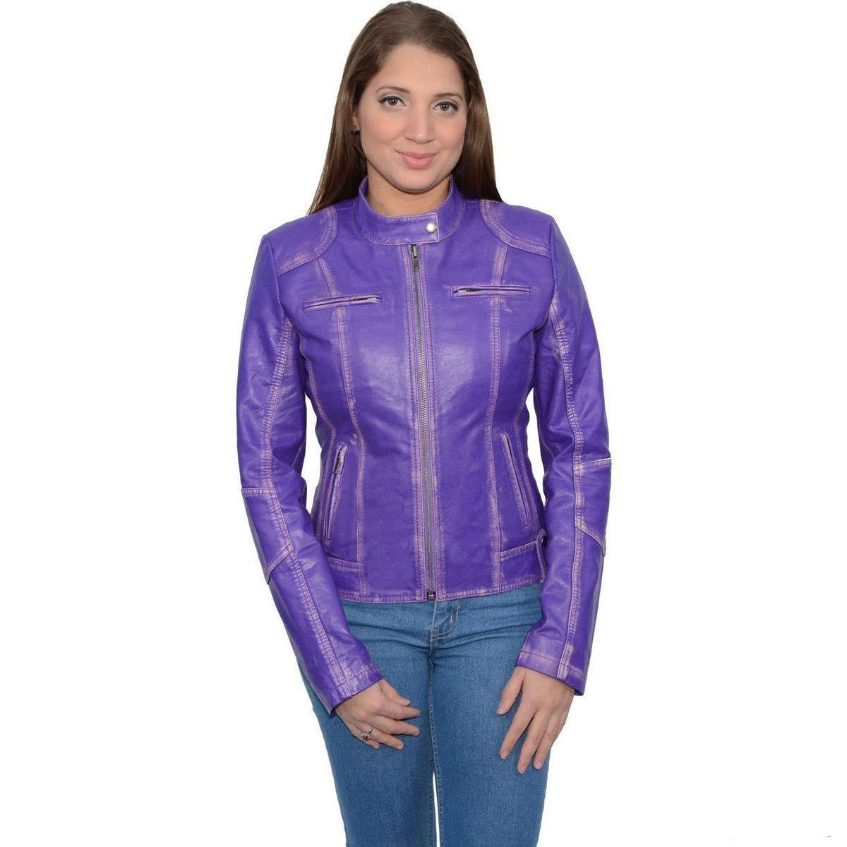 SFL2830 Women's Purple Scuba Style Sheepskin Fashion Leather Jacket