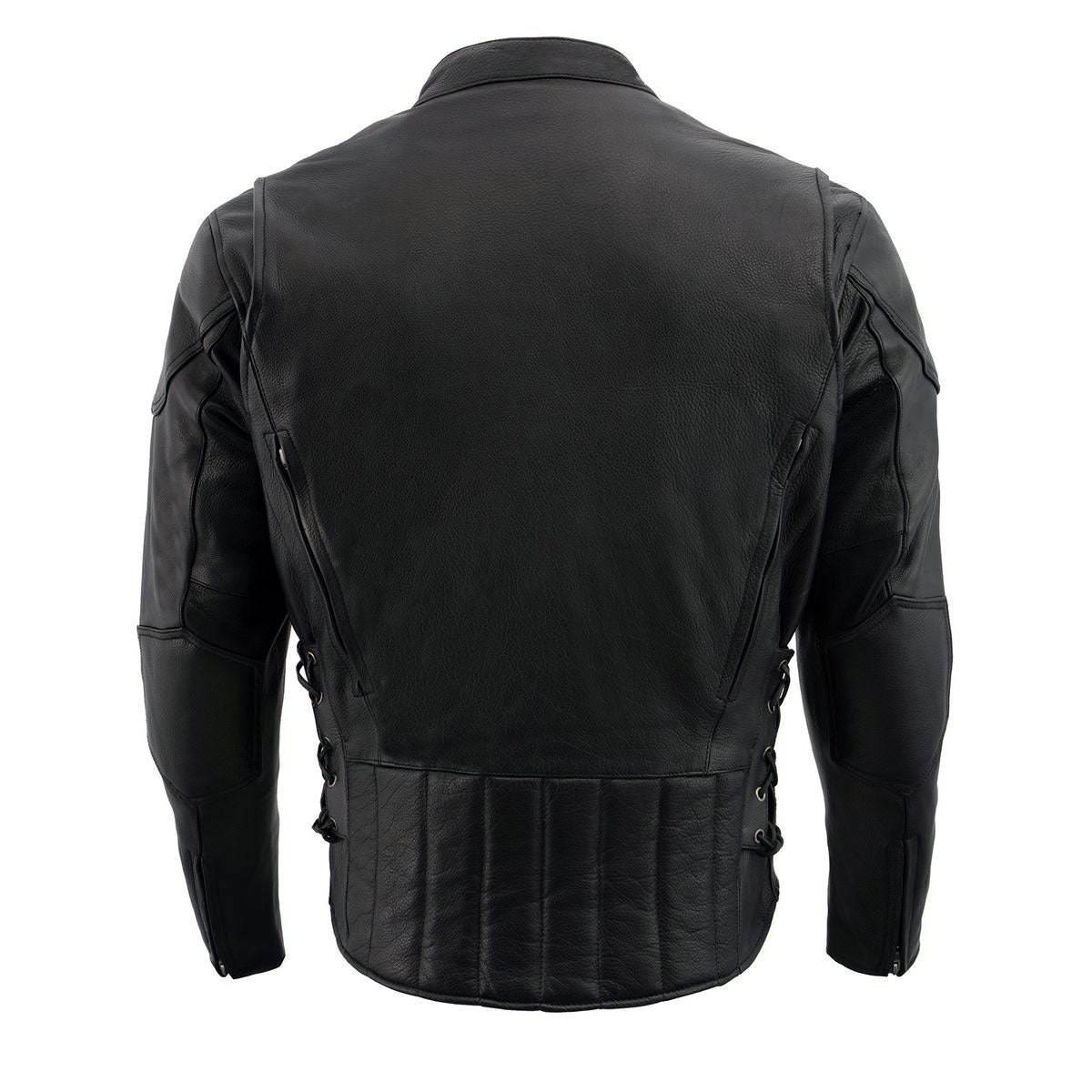 ML1010 Men's Side Lace Vented Black Leather Scooter Jacket
