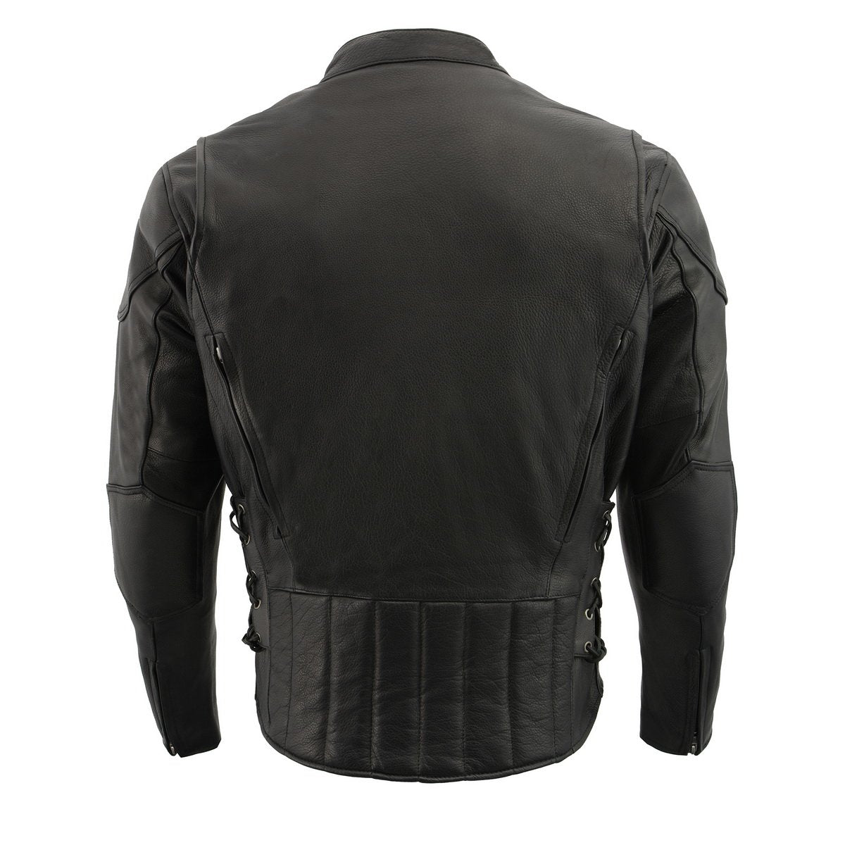 ML1010 Men's Side Lace Vented Black Leather Scooter Jacket