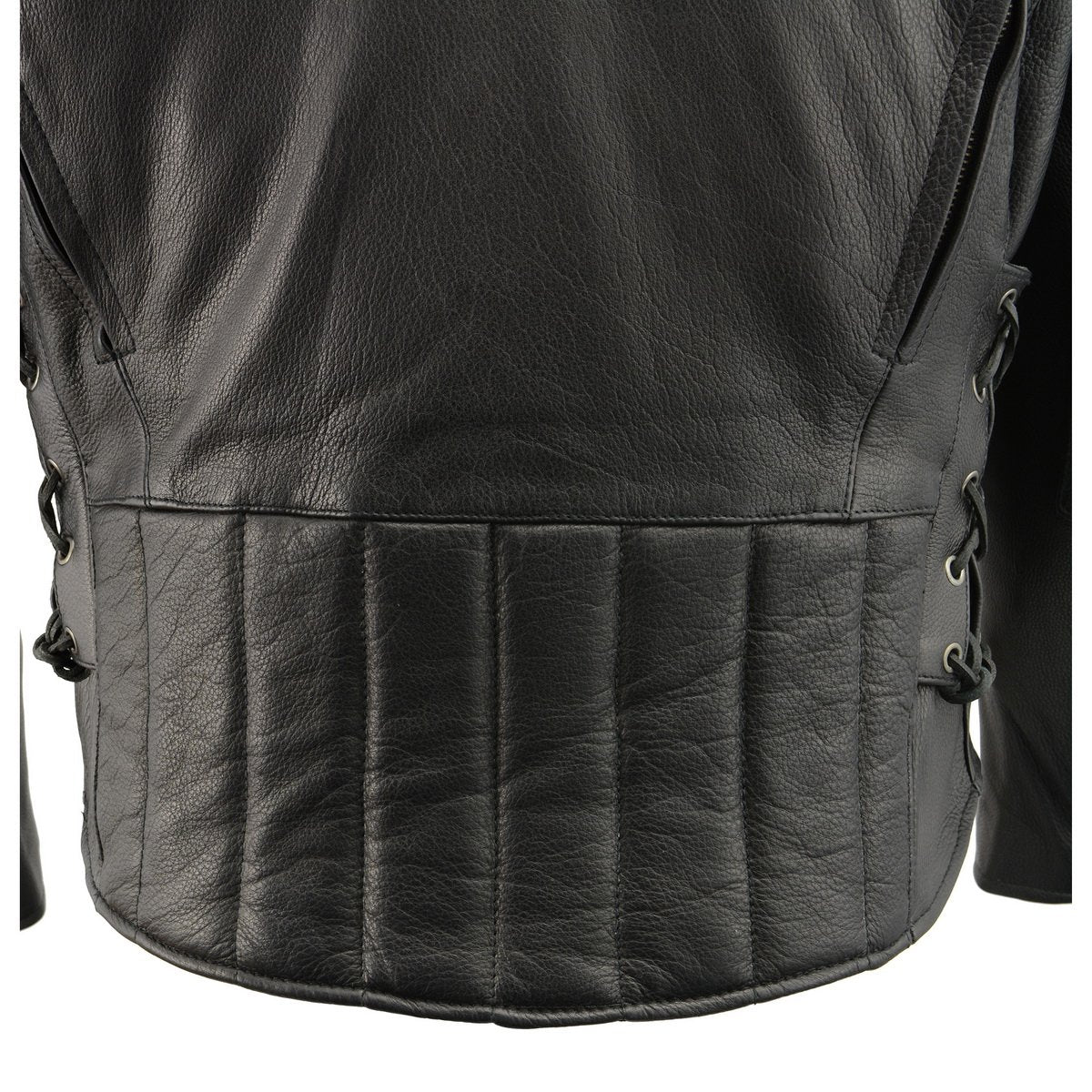 ML1010 Men's Side Lace Vented Black Leather Scooter Jacket