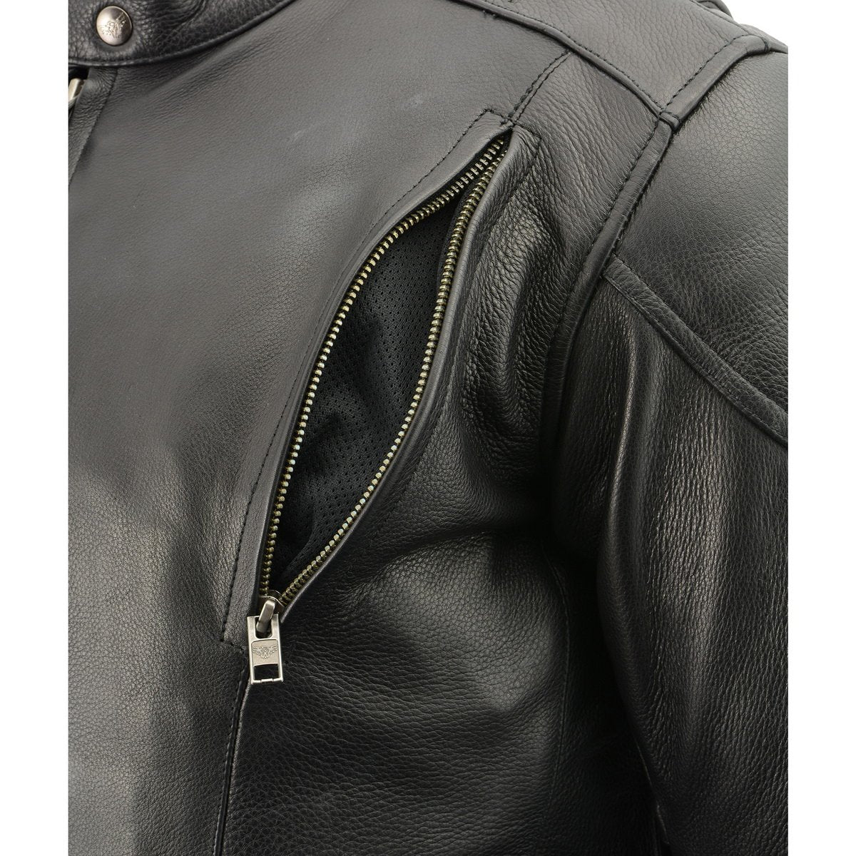 ML1010 Men's Side Lace Vented Black Leather Scooter Jacket