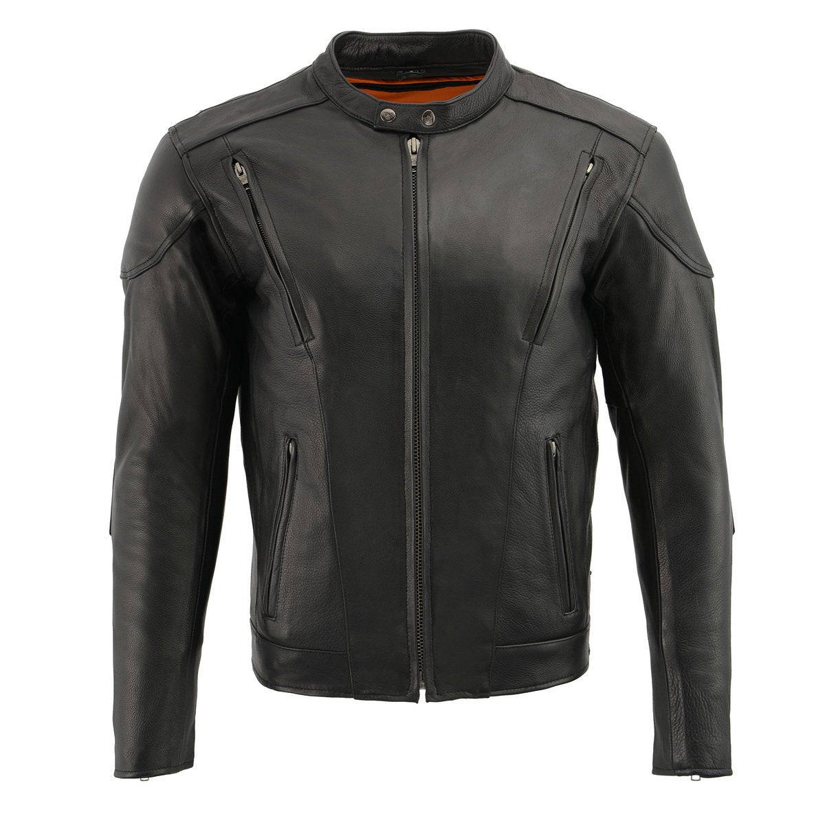 ML1010 Men's Side Lace Vented Black Leather Scooter Jacket