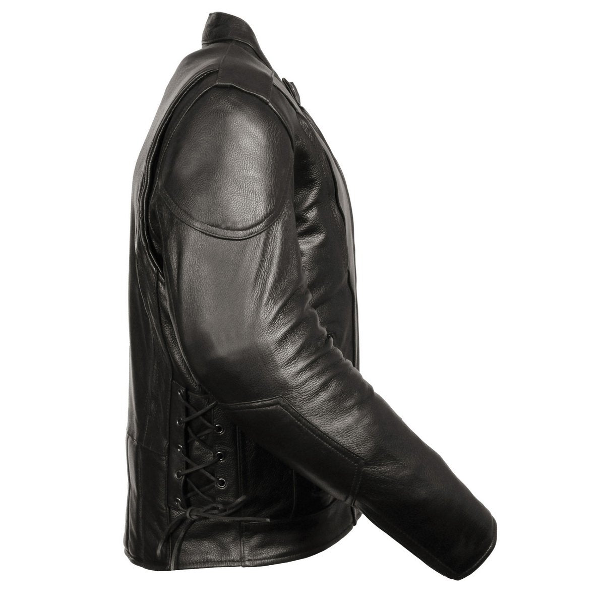 ML1010 Men's Side Lace Vented Black Leather Scooter Jacket