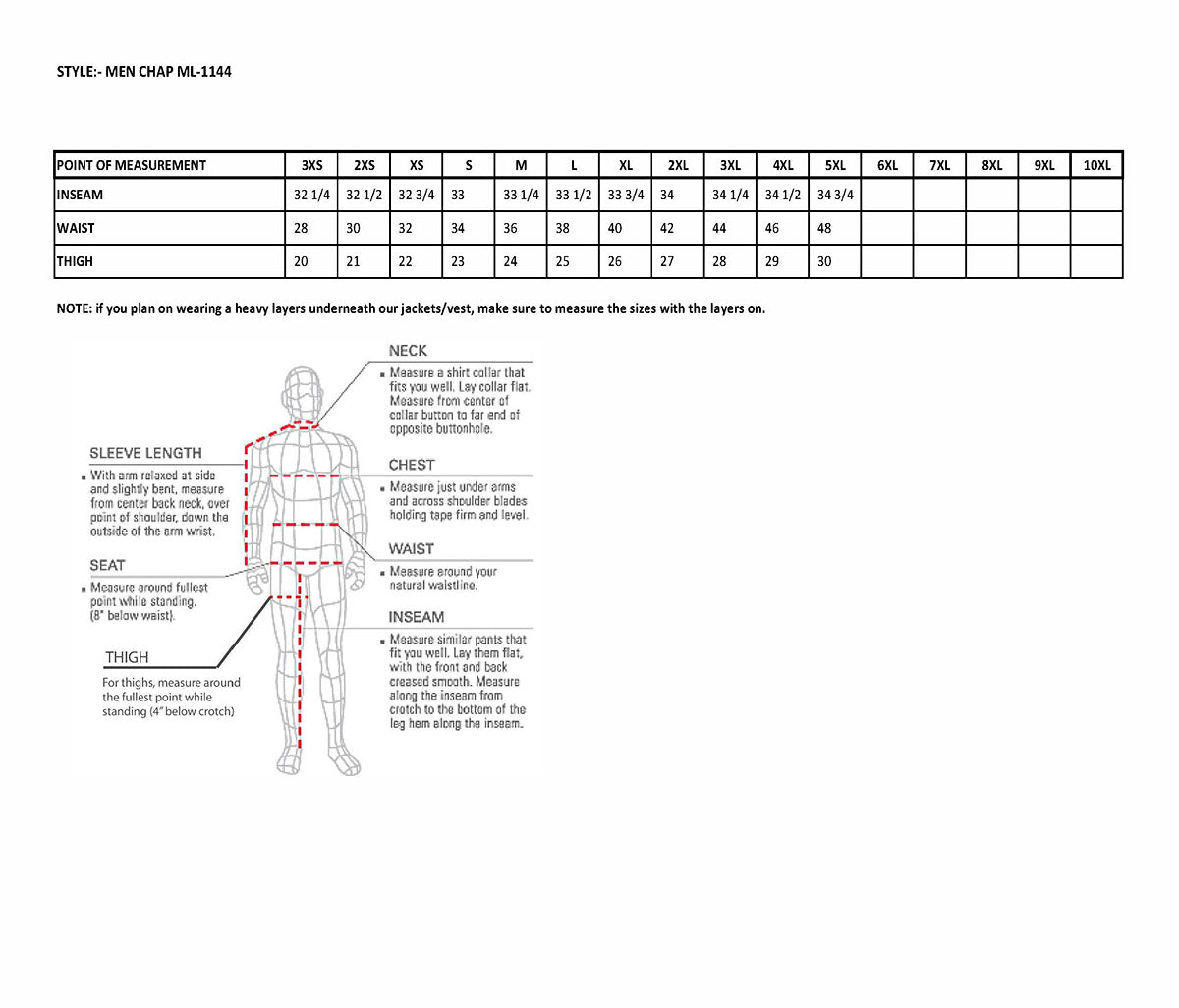 ML1144 Men's Black Premium Leather Vented Motorcycle Rider Chaps w/ Reflective Piping