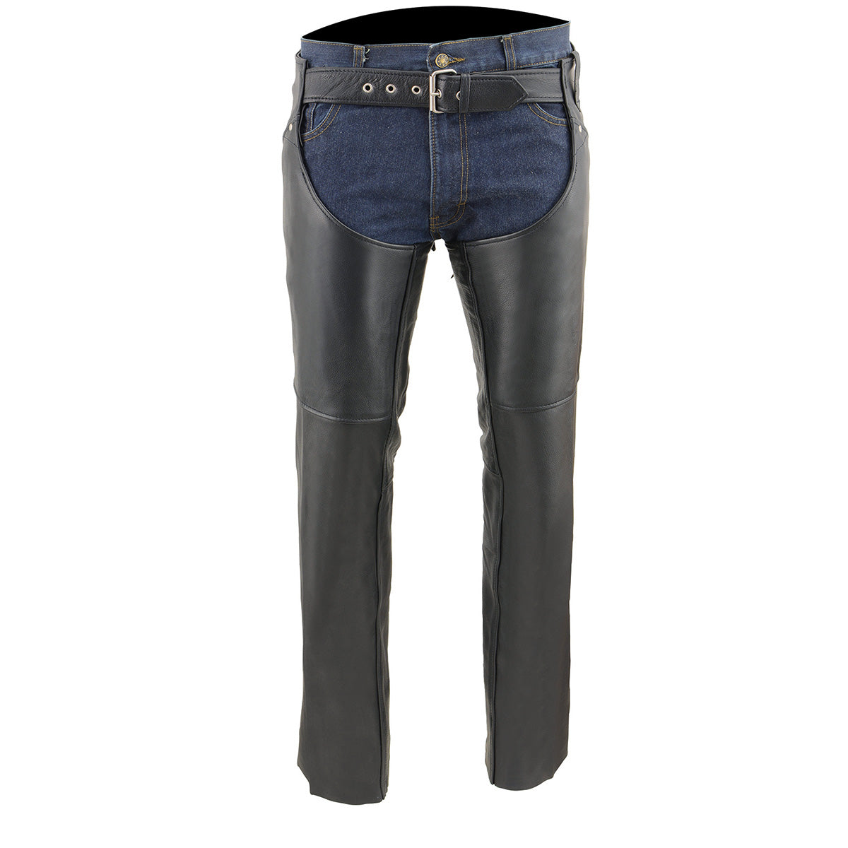 Chaps for Women Black Premium Skin - Deep Hip Pockets Back Thigh Laces Motorcycle Chap - SH1173