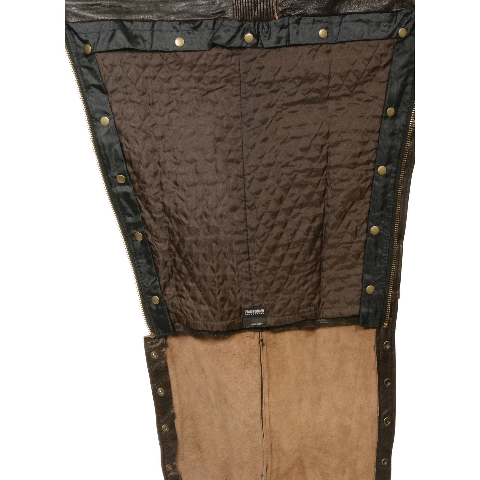 Men's Retro Brown Premium Leather Motorcycle Rider Chaps w/ Snap Out Thermal Liner/ 4-Pockets-ML1191RT
