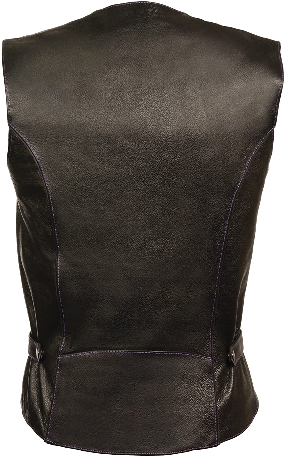 ML1293 Women's Black and Purple ‘Wing Studded’ Leather Vest