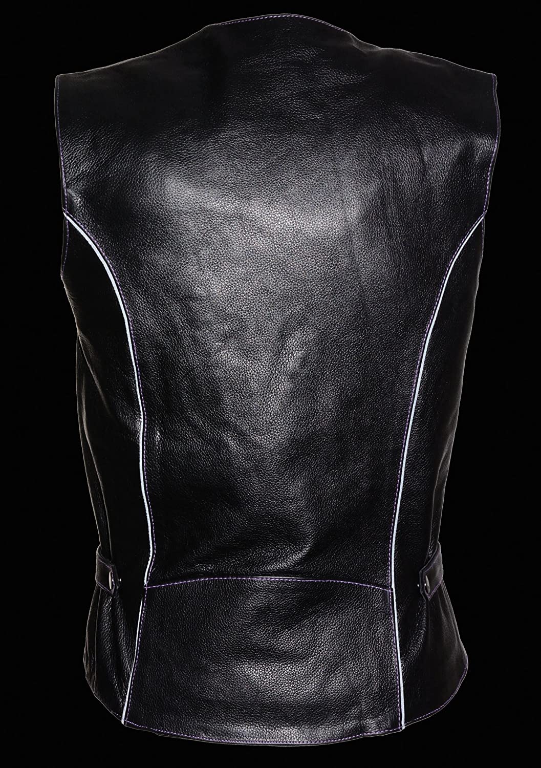 ML1293 Women's Black and Purple ‘Wing Studded’ Leather Vest