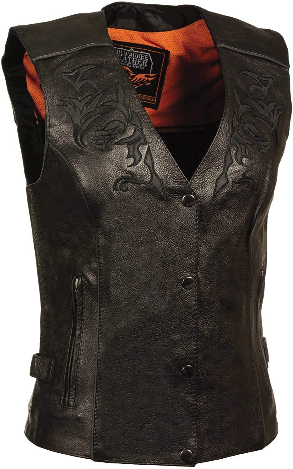ML1293 Women's Black ‘Wing Studded’ Leather Vest