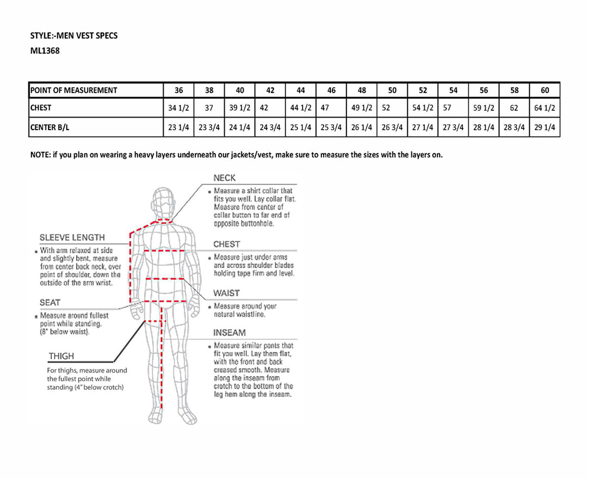 ML1368 Men's Black Premium Leather V-Neck Motorcycle Rider Vest w/ Buffalo Nickel Snaps Closure