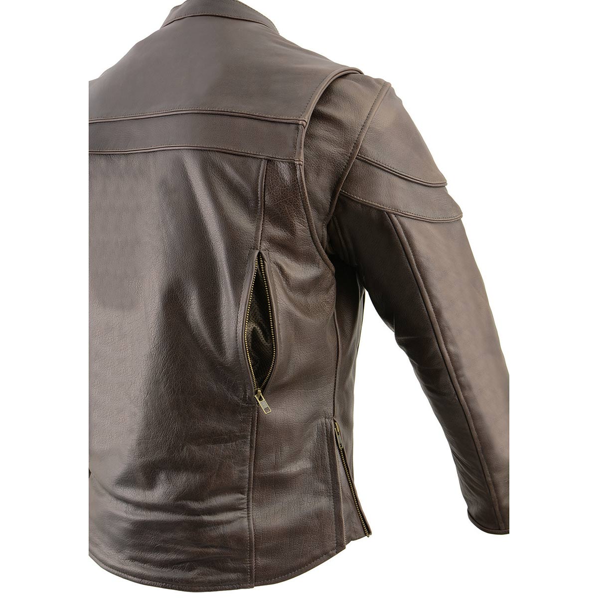 ML1408RT Men's Retro Brown 'Savage' Sporty Crossover Retro Leather Jacket