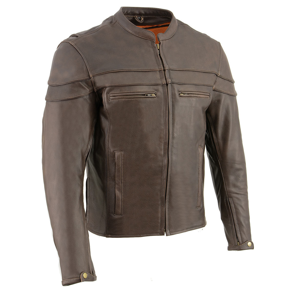 ML1408RT Men's Retro Brown 'Savage' Sporty Crossover Retro Leather Jacket