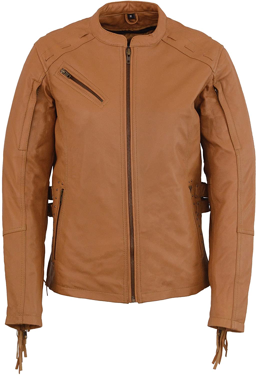 MLL2566 Ladies ‘Fringed Racer’ Lightweight Saddle Leather Jacket