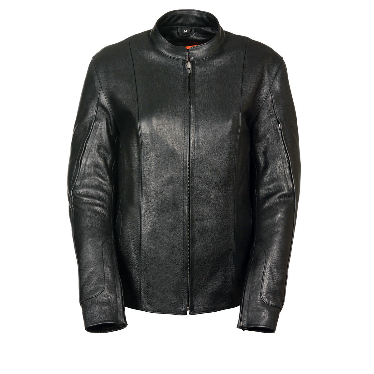 MLL2520 Ladies Racer Black Leather Motorcycle Jacket