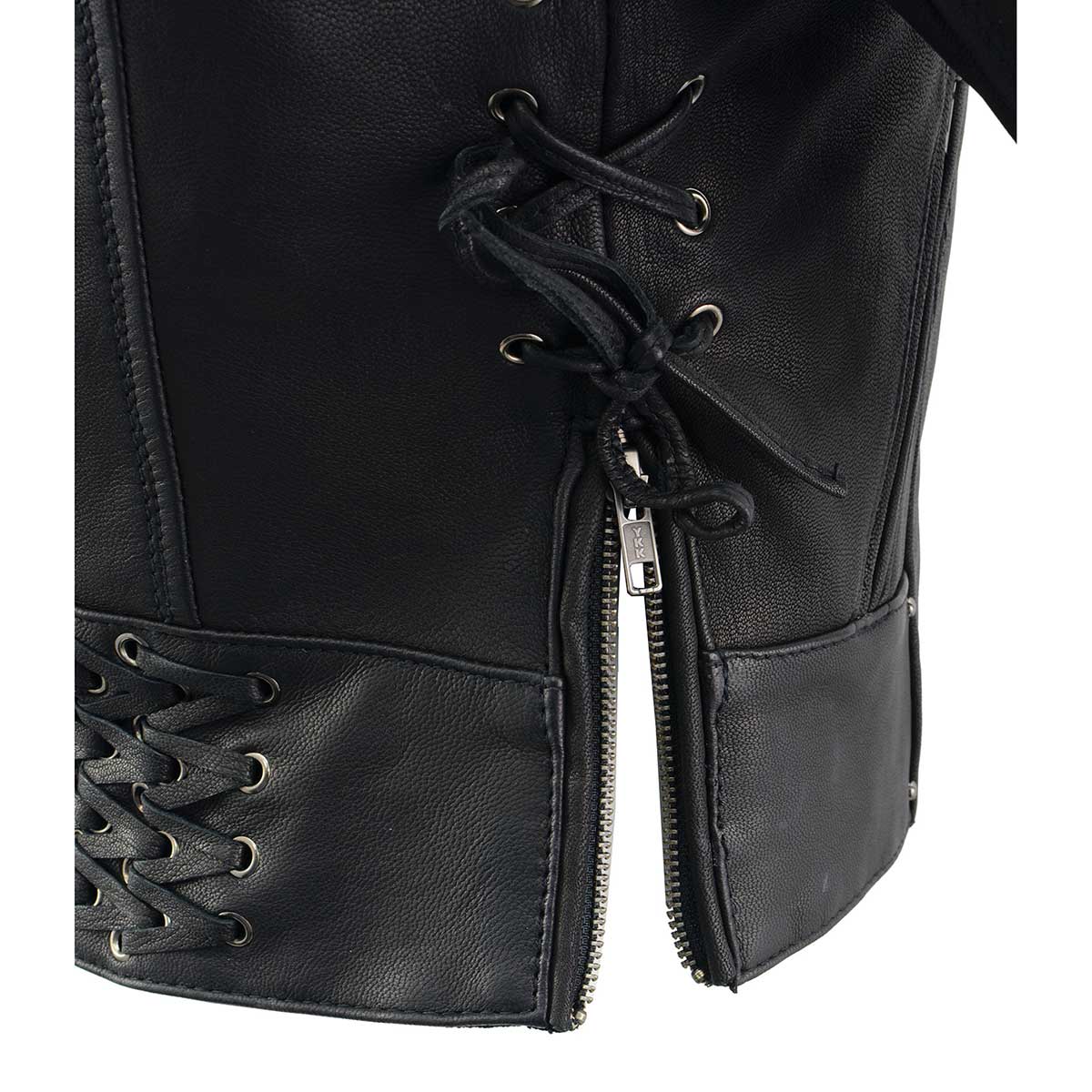 MLL2525 Women's Black Leather Lightweight Lace to Lace Jacket